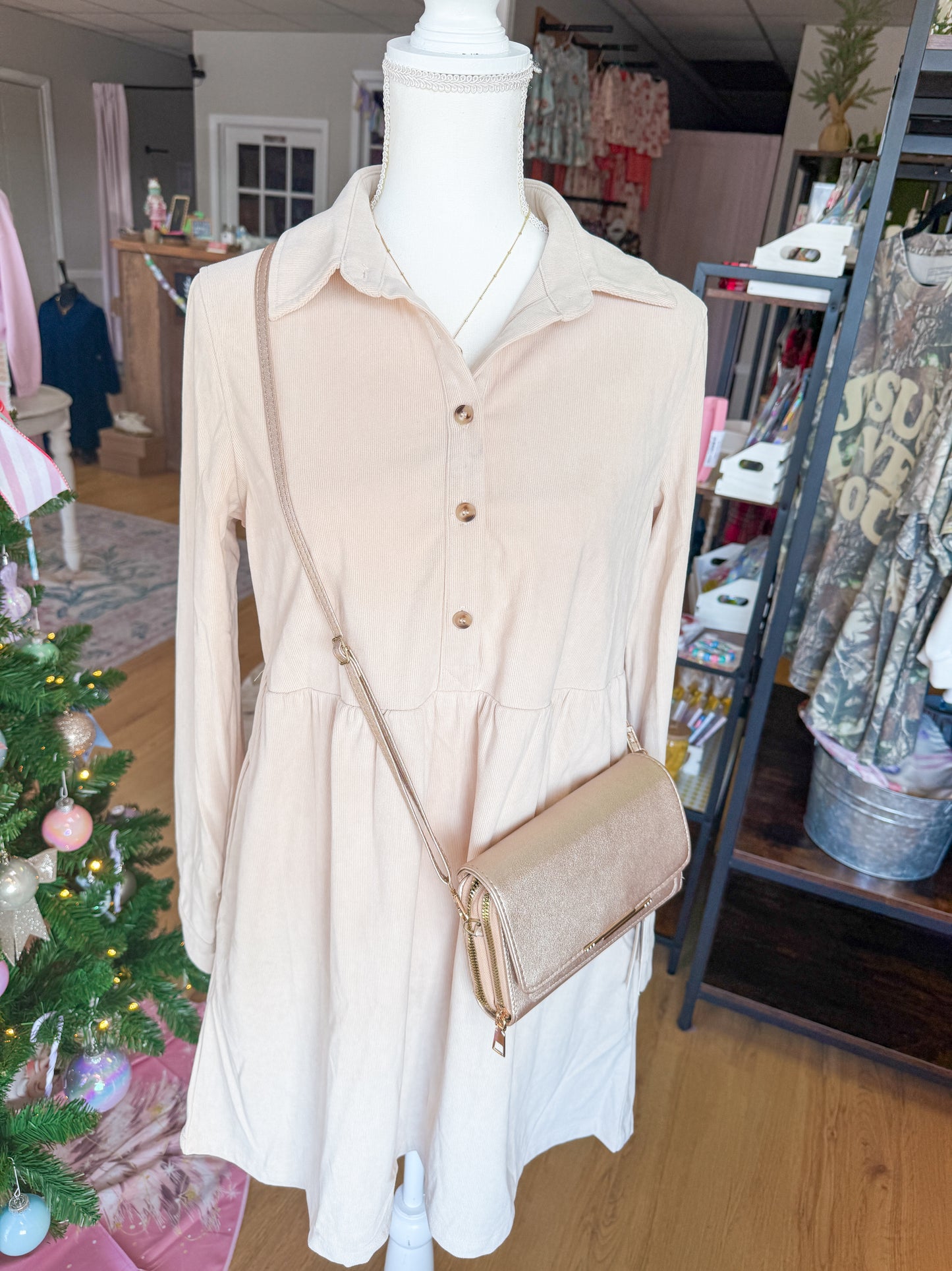 Ivory Corduroy Dress