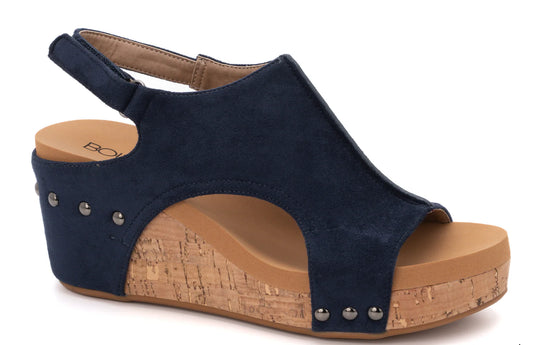 Carley Wedge: Navy Suede