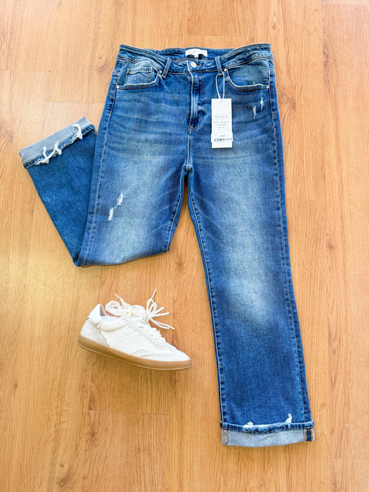 PLUS SIZE- Dark Ripped Jean