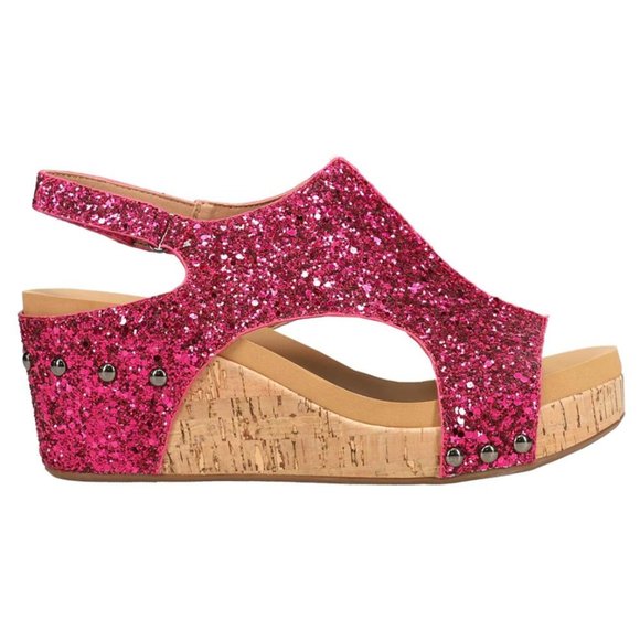 Carley Wedge: Fuchsia Glitter