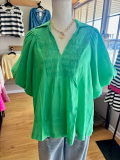 Bubble Sleeve Top: Green