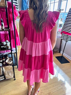 Pink Color-Block Dress